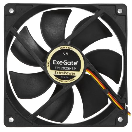Вентилятор для корпуса ExeGate ExtraPower EP12025H3P черный, 120 мм, 1800 об/мин, 28 дБ, 3 pin