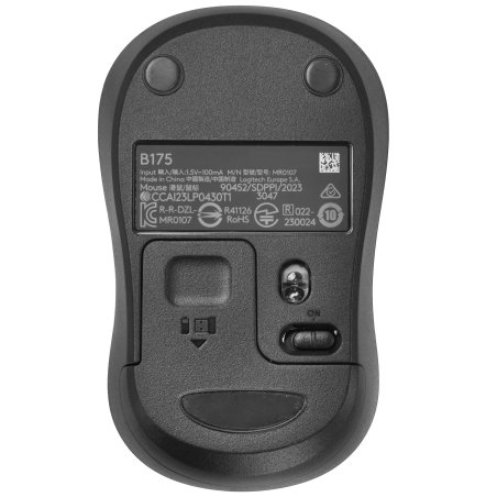 Мышь беспроводная Logitech B175 черный, 1000 dpi, радиоканал, USB, кнопки - 3