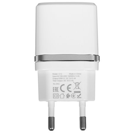 Сетевое зарядное устройство C12 Smart dual USB charger, белый