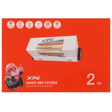 Накопитель SSD ADATA XPG MARS 980 STORM, 2000Gb, M.2(22x80мм), NVMe, PCIe 5.0 x4, 3D NAND, R/W 14000/13000Mb/s, IOPs 2 000 000/1 650 000, TbW 1480, DWPD 0.4, with Heat Sink (5 лет)
