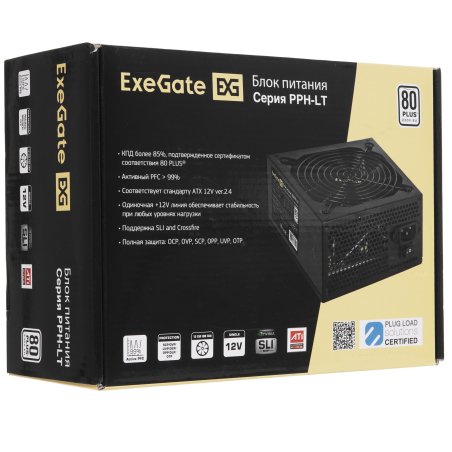 Блок питания ExeGate 500PPH-LT (EX282040RUS), 500Вт, 80 PLUS, 120мм, черный