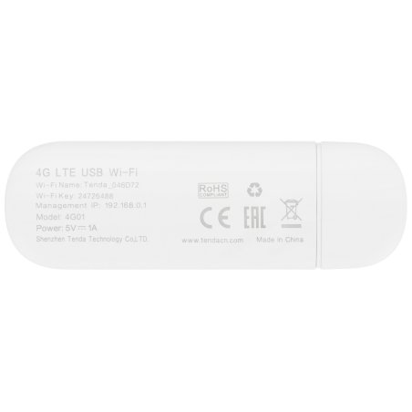 USB-модем Tenda 4G01, LTE Cat.4 150 Мбит/с, интерфейс USB2.0, белый