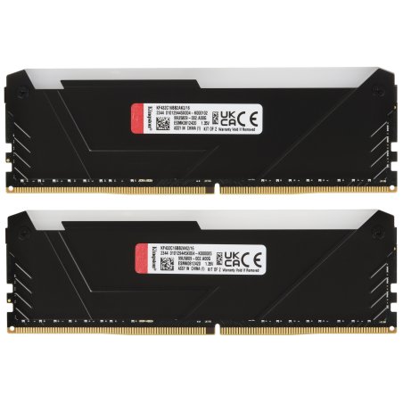 Оперативная память Kingston Fury Beast, DDR4, 16Gb (2x8Gb), 3200MHz, CL16, DIMM, с радиатором, RGb, черный