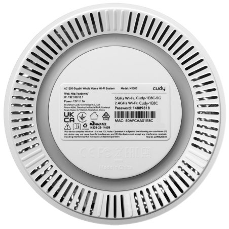 Бесшовный Mesh роутер Cudy M1300(1-Pack) AC1200 10/100/1000BASE-TX белый
