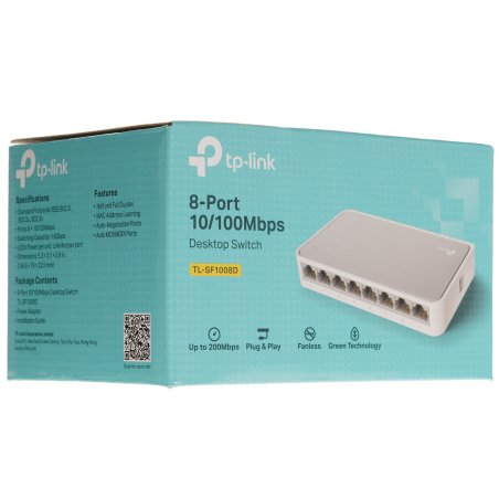 Коммутатор TP-Link SOHO TL-SF1008D Коммутатор 8-port 10/100M mini Desktop Switch, 8 10/100M RJ45 ports, Plastic case