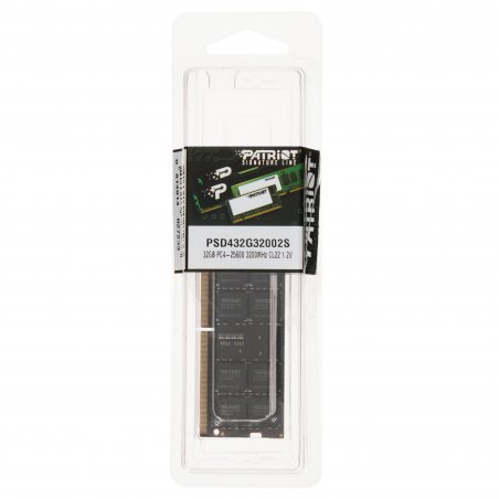 Оперативная память Patriot Signature, DDR4, 32GB (1x32 GB), 3200 MHz, CL22, SO-DIMM