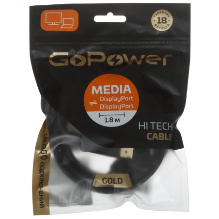 Кабель а/в GoPower Длина 1.8 м Разъемы DisplayPort (m)-DisplayPort (m) черный 00-00028932