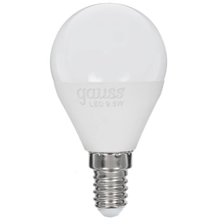 Лампа светодиодная Gauss 9.5Вт цок.:E14 шар 220B 3000K св.свеч.бел.теп. (упак.:10шт)
