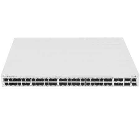 Коммутатор CRS354-48P-4S+2Q+RM Cloud Router Switch 354-48P-4S+2Q+RM with 48 x Gigabit RJ45 LAN (all PoE-out), 4 x 10G SFP+ cages, 2 x 40G QSFP+ cages, RouterOS L5, 1U rackmount enclosure, 750W PSU