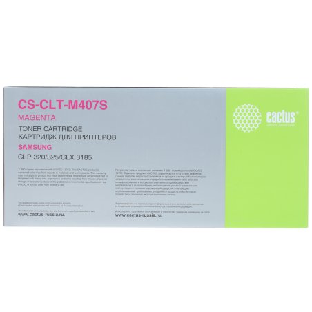 Картридж лазерный Cactus CS-CLT-M407S пурпурный (1000 стр.) для Samsung CLP320/320n/325/CLX3185/3185n/3185fn