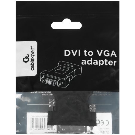 Переходник DVI-VGA Cablexpert A-DVI-VGA-BK, 29M/15F, черный, пакет