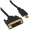 Кабель HDMI-DVI Cablexpert CC-HDMI-DVI-7.5MC, 19M/19M, single link, медь, позол.разъемы, экран, 7.5м, черный, пакет
