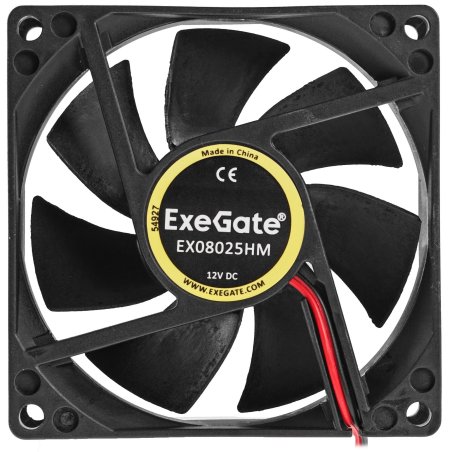 Вентилятор для корпуса ExeGate EX08025HM черный, 80 мм, 2000 об/мин, 19 дБ