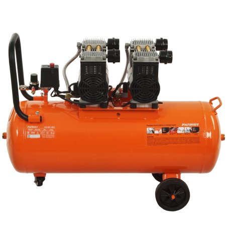 Компрессор Patriot поршневой безмасляный WO 80-360, 360 л/мин, 8 бар, 2200 Вт, 80 л, быстросъем и "елочка" с вентилем