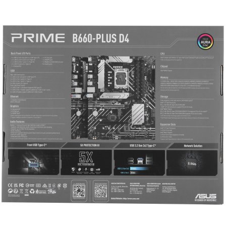 Материнская плата ASUS PRIME B660-PLUS D4, Socket LGA 1700, Intel B660, 4xDDR4, 4xSATA, 3xM.2, 1xPCIe 4.0 x16, 1xPCIe 3.0 x4, 1xHDMI, 1xDP, 1xVGA, 1x 1Gb LAN, 1xUSB-C 3.2 Gen 2x2, 2xUSB-A 3.2 Gen 2, 1xUSB-A 3.2 Gen 1, 2xUSB-A 2.0, 7.1, ATX