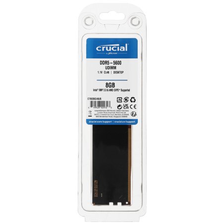 Оперативная память Crucial, DDR5, 8Gb (1x8Gb), 5600MHz, CL46, DIMM