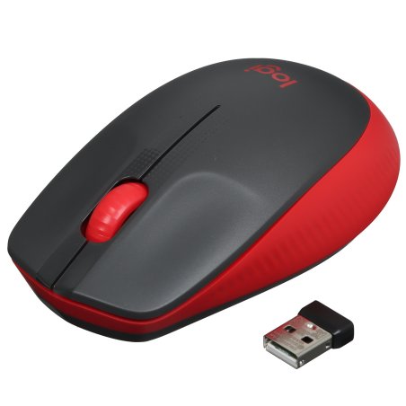 Мышь беспроводная Logitech M190 черный/красный, 1000 dpi, радиоканал, USB, кнопки - 3