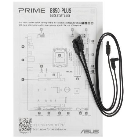 Материнская плата ASUS PRIME B850-PLUS WIFI, AM5, AMD B850, 4xDDR5, 4xSATA, 3xM.2, 1xPCIe 5.0 x16, 1xPCIe 4.0 x16, 2xPCIe 3.0 x1, 1xDP, 1xHDMI, 1x2.5Gb LAN, Wi-Fi 6E, Bluetooth 5.3, 4xUSB-A 10Gbps, 1xUSB-C 10Gbps, 2xUSB-A 5Gbps, 2xUSB-A 2.0, 3x3.5 мм, 7.1