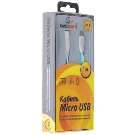 Кабель USB2.0 Cablexpert CC-G-mUSB01Bl-1M, AM/microB, серия Gold, длина 1м, синий, блистер