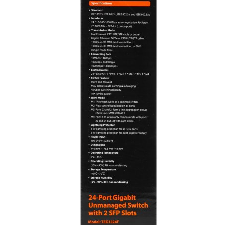 Коммутатор Tenda TEG1016G 16-Port 10/100/1000 Gigabit Switch 19"