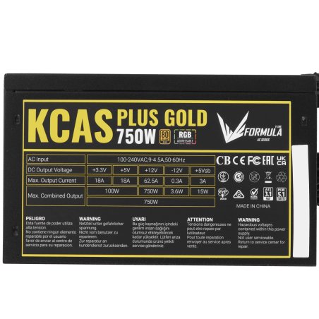 Блок питания Aerocool / Formula ATX 750W AC KCAS PLUS GOLD 750W RGb 80 PLUS gold (20+4pin) APFC 120мм fan color LED 8xSATA RTL