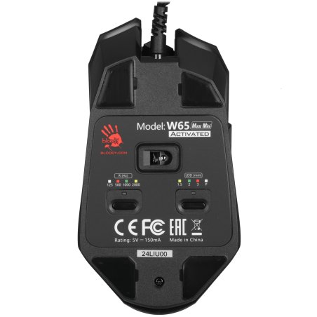 Мышь проводная A4Tech Bloody W65 Max Mini черный, 12000 dpi, USB, кнопки - 9
