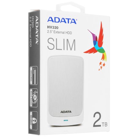 Внешний HDD ADATA 2TB ADATA HV320, 2,5", USB 3.1, белый