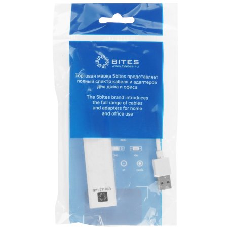 Кабель-адаптер 5bites UA2-45-06WH USB2.0 / 3*USB2.0 / RJ45 100MB / белый