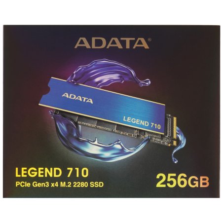 Накопитель SSD ADATA LEGEND 710, 256Gb, PCIe 3.0 x4, M.2 2280, NVMe, R/W 2100/1000, с радиатором