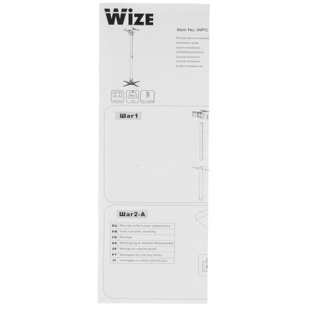 Wize WPC-B черный Потолочные, Макс. крепежное расстояние 260х260, макс. вес нагрузки 12 кг, Наклон,поворот °+/-15, расстояние от стены/ потолка 61-96 см