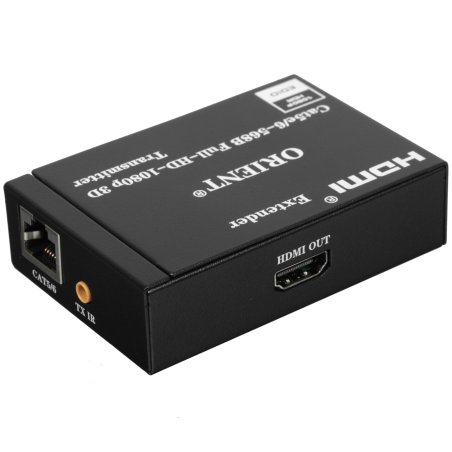 Активный удлинитель ORIENT VE045IR, HDMI extender (Tx+Rx) до 60 м по витой паре Cat5e/6, HDMI 1.4а, 1080p@60Hz/3D, HDCP, доп. вых. HDMI, передача ИК сиг. упр.(IR-TX/Rx в компл), БП 5В/1А (31323)
