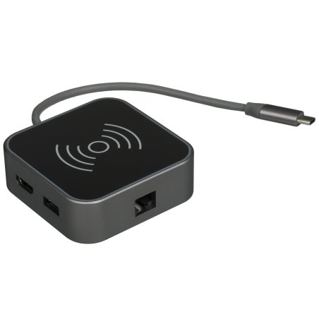 Док-станция Qumo Dock 7 (HB-0008), Type-C, PD, HDMI, 4k 30Hz, 1080p 60 Hz, GE1000 MBS, 4 USB 3.0, 20 см, SD, Micro SD, металлический корпус, темно-серый