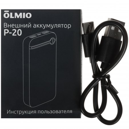 Портативный аккумулятор OLMIO P-20, 20000mAh, 20W, QuickCharge3.0/PowerDelivery, черный