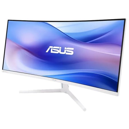 Монитор 34" ASUS VU34WCIP-W VA 3440x1440, 100 Гц, 1 мс, 21:9, 300 кд/м², HDMI 2.0, DP 1.4, USB-C (65 Вт), 3.5 Jack, USB Hub (4x USB 3.0), HDR10, изогнутый экран (1500R), динамики (2x2 Вт), белый
