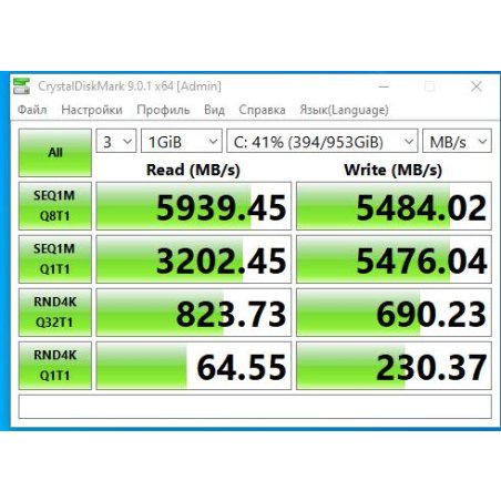 Накопитель SSD Apacer AS2280Q4X, 1Тб, M.2 2280, PCIe 4.0 x4, NVMe 1.4, R/W 5000/4400, с радиатором