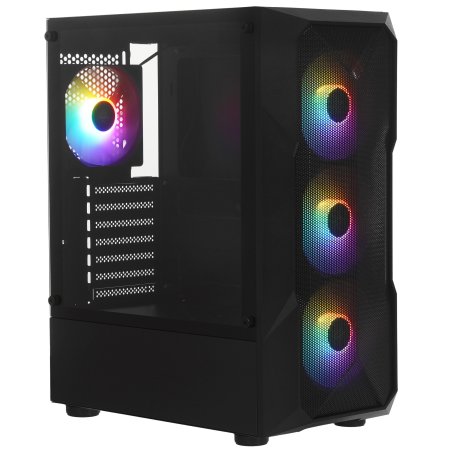 Компьютерный корпус XASTRA A304 4FRGb Black ATX/Mesh/half-size TG/4x120мм FRGb FC fans/ A304-4FC12F