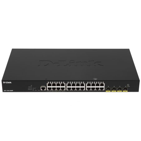 Коммутатор D-Link DGS-1250-28XMP/A1A, L2 Smart Switch with 24 10/100/1000Base-T ports and 4 10Gbase-X SFP+ ports (24 PoE ports 802.3af/802.3at (30 W), PoE Budget 370W).16K Mac address, 802.3x Flow Control, 4K