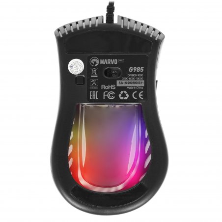 Мышь MARVO G950 Black USB Мышь игровая проводная оптическая, 4000dpi, Сенсор Avago A3050, 7 кнопок, RGB подсветка, Программируемые кнопки, Сменные боковины, USB, Кабель 1,8 м