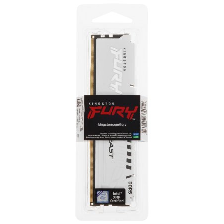Оперативная память Kingston Fury Beast, DDR5, 16Gb (1x16GB), 5200MHz, CL40, DIMM, с радиатором, белый