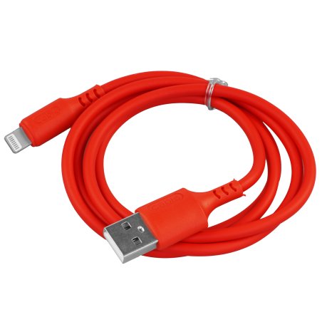 Кабель Defender F207, USB 2.0 (AM) - Apple Lightning (M), 1метр, 2.4А, силиконовая оплетка, красный.