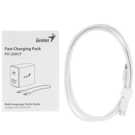 Сетевое зарядное устройство Genius PD-20ACP, EU, белый