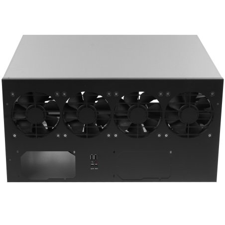 Корпус для майнинга ExeGate EX270771RUS Pro 8-430 (без БП, 2*USB, 4*fan 120мм, места под: 8 видеокарт, 2 БП)