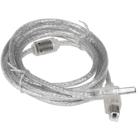 Кабель Cablexpert USB2.0 Pro, AM/BM, 2м, экран, 2 феррит.кольца, прозрачный (CCF-USB2-AMBM-TR-2M)