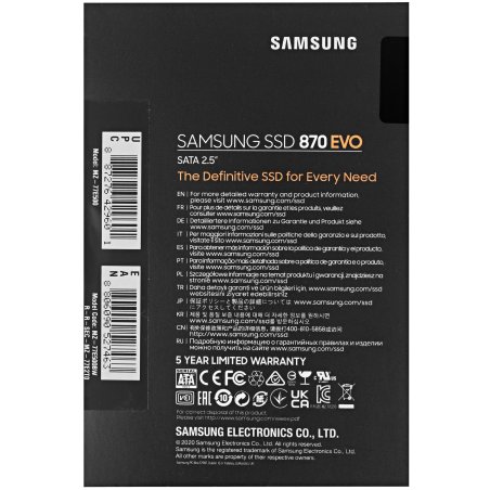 Накопитель SSD Samsung 870 EVO, 500Gb, SATA III, 2.5", R/W 560/530