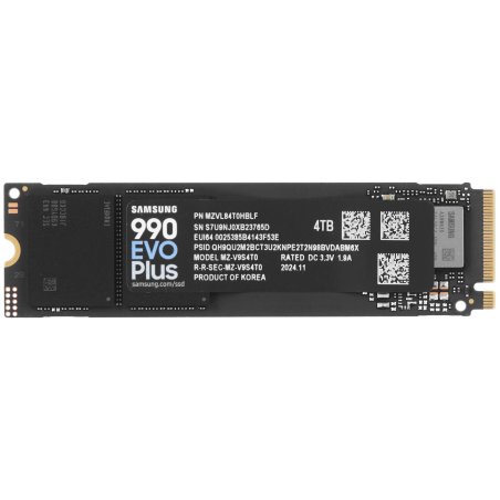 Накопитель SSD Samsung 990 EVO Plus, 4 ТБ, M.2 2280, PCIe 4.0 x4, NVMe 2.0, R/W 7250/6300