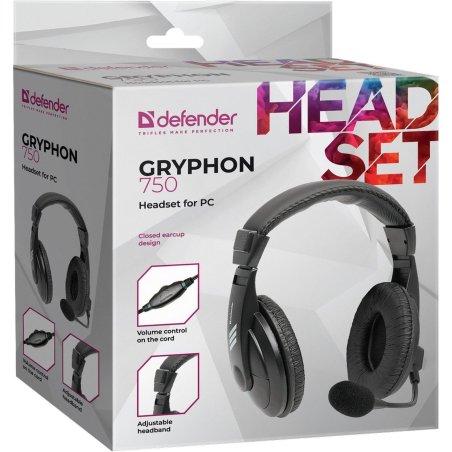 Наушники Defender Gryphon 750 черный, кабель 2 м
