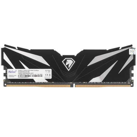 Оперативная память NETAC, DDR4, 8Gb (1x8Gb), 3200MHz, CL16, DIMM, с радиатором, черный