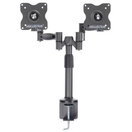 Настольное наклонно-поворотное крепление Kromax OFFICE-5, для 2-х LCD мониторов 13"-32", 5 ст. свободы, 3D вращение, VESA 75/100, max 2х6 кг GREY