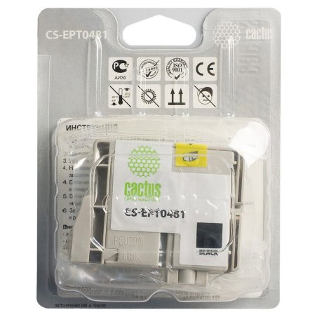 Картридж струйный Cactus CS-EPT0481 черный (14,4 мл) для Epson Photo R200/R220/R300/R320/R340/RX500/RX600/RX620/RX640
