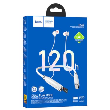 Беспроводные наушники HOCO ES62 Pretty, Bluetooth, 800 мАч, серебристый